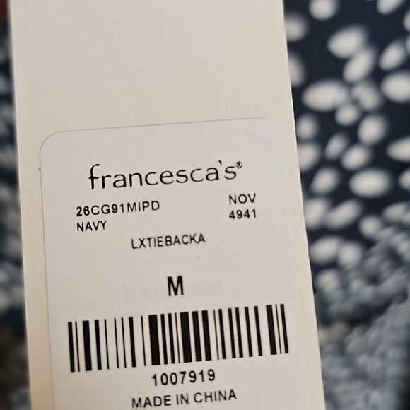 NWT Francesca's Miami Collections Blue and White‎ Dot Long Sleeve Midi Dress M - Picture 5 of 8
